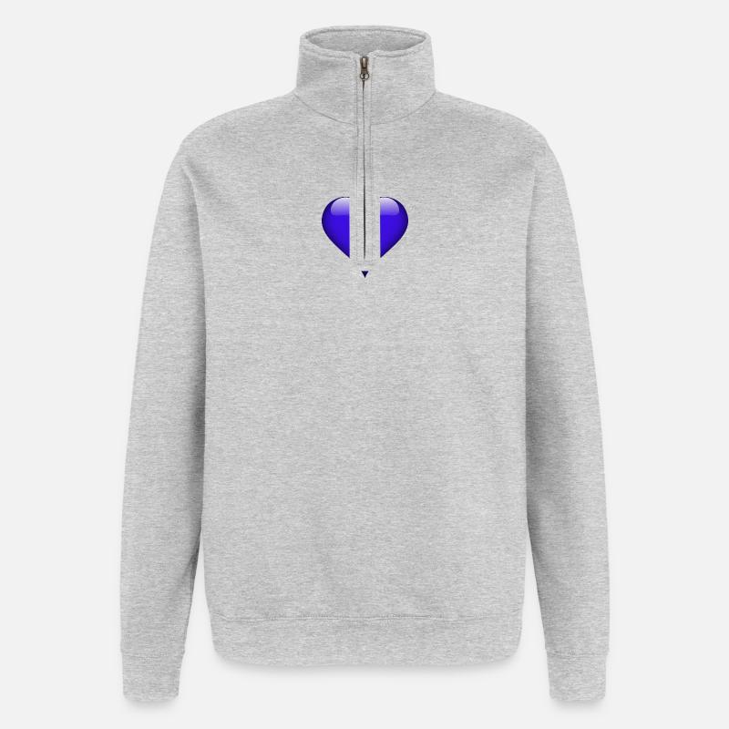 Glänzendes Blauherz - Quarter-Zip-Sweatshirt - Grau meliert