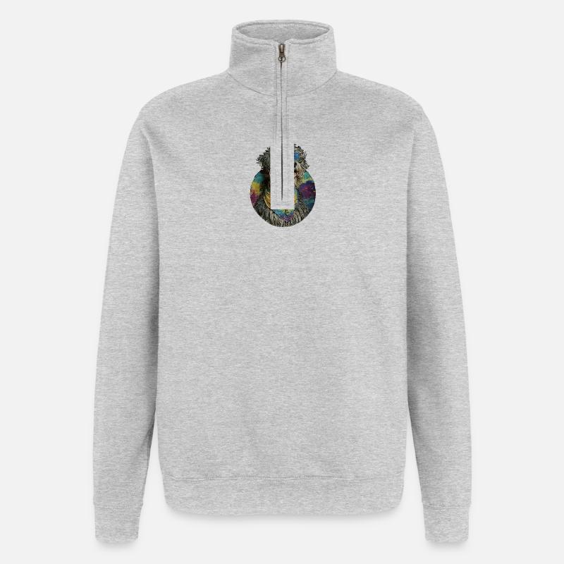 Hippie Dog - Sweat à zip 1/4 - gris chiné