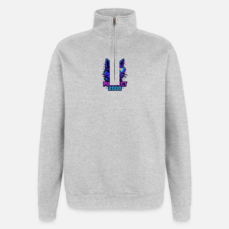 Neon Katze Purrfect 2000 Design - Quarter-Zip-Sweatshirt - Grau meliert