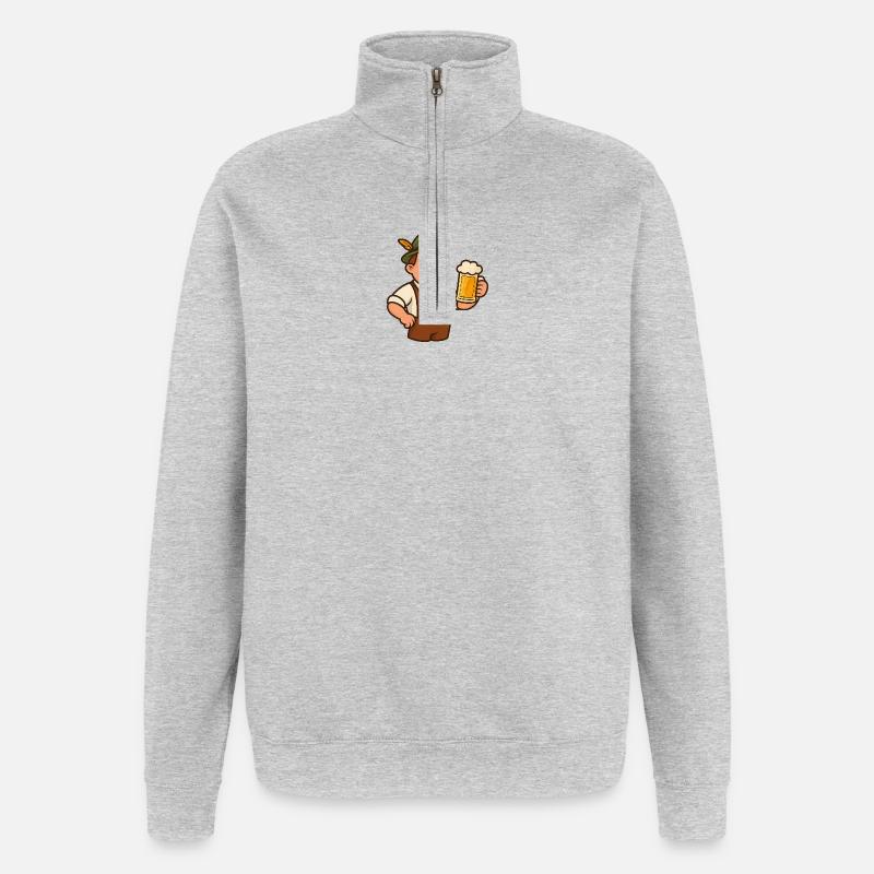 Bayerischer Biergarten Trinklied Design - Quarter-Zip-Sweatshirt - Grau meliert