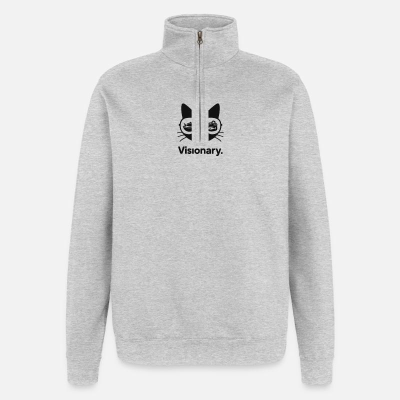 Objectifs visionnaires Cat Fish - Sweat à zip 1/4 - gris chiné