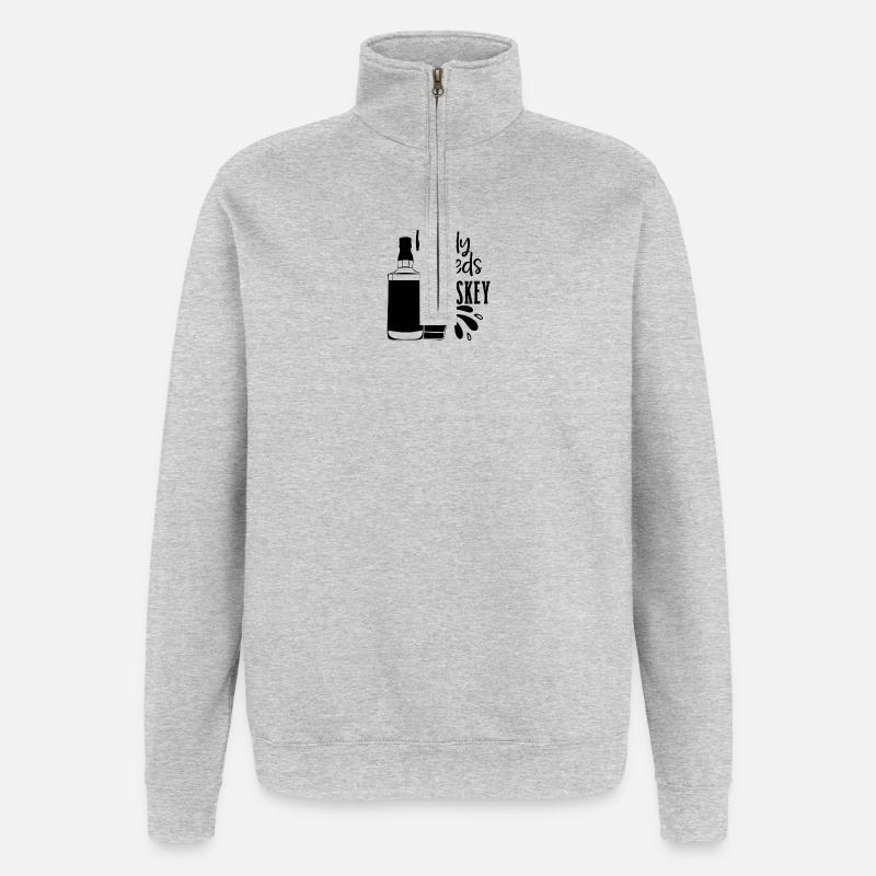 Daddy Needs a Drink Lustiger Spruch - Quarter-Zip-Sweatshirt - Grau meliert