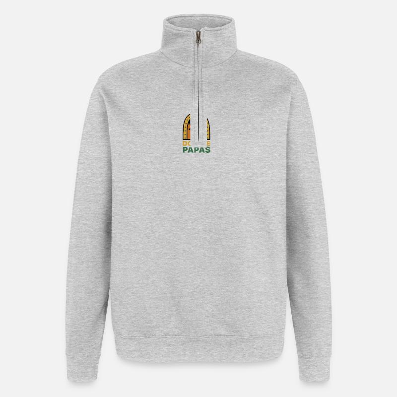 Double Papas Design Graphique - Sweat à zip 1/4 - gris chiné