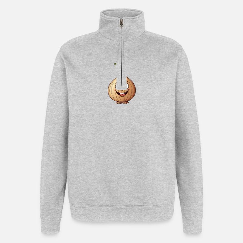 Dessin animé oignon cadeau parfait - Sweat à zip 1/4 - gris chiné