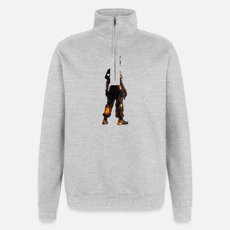 Bitcoin Bazooka - L’Armée Bitcoin - Samurai 02 - Sweat à zip 1/4 - gris chiné
