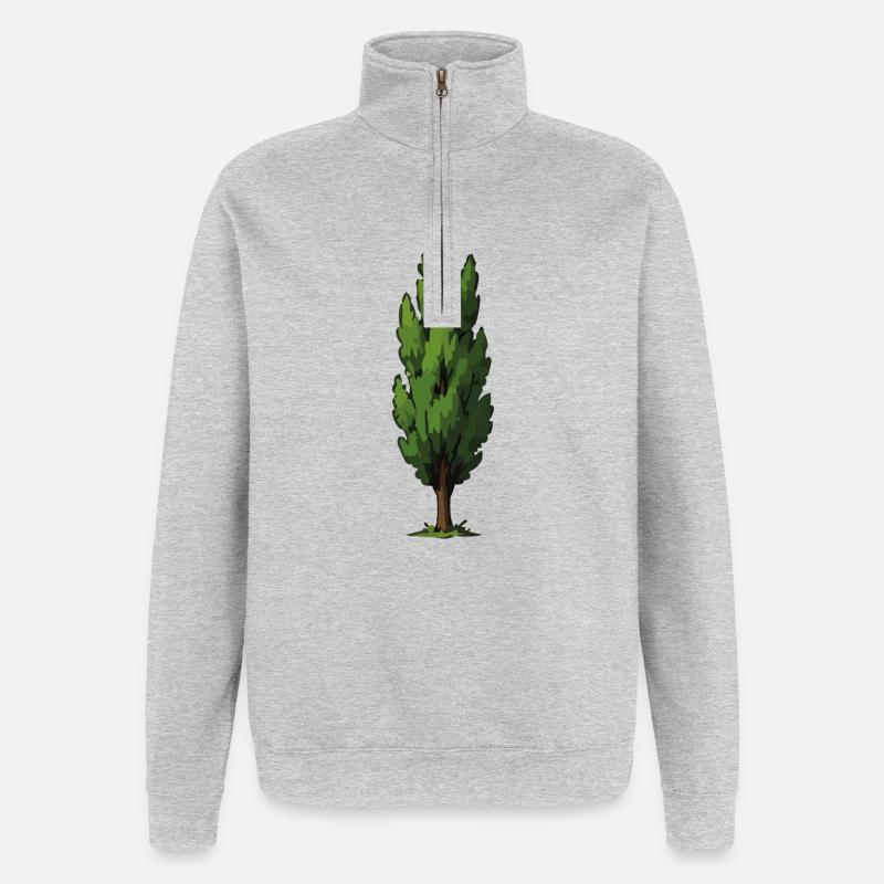 Stylized Green Tree Shape - Quarter-Zip Sweatshirt - heather grey