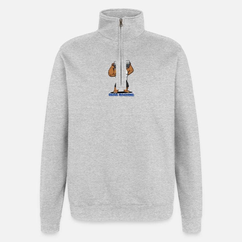 Bear Machine Muskelbär im Gym - Quarter-Zip-Sweatshirt - Grau meliert