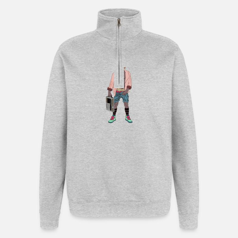 Mannequin - Sweat à zip 1/4 - gris chiné