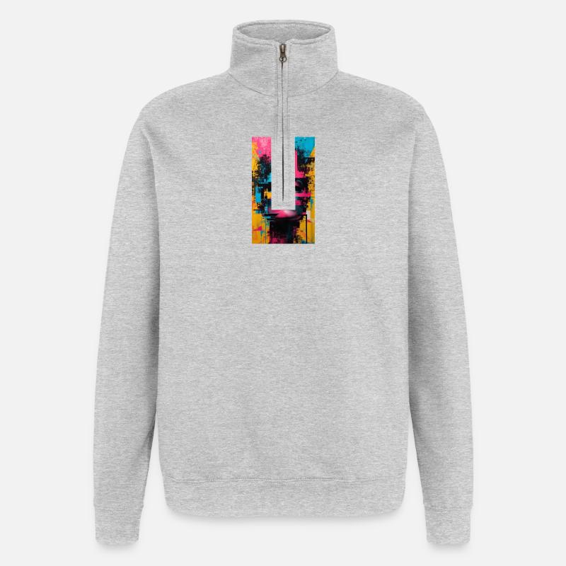 Abstrakte Urban Mode Kunst - Quarter-Zip-Sweatshirt - Grau meliert