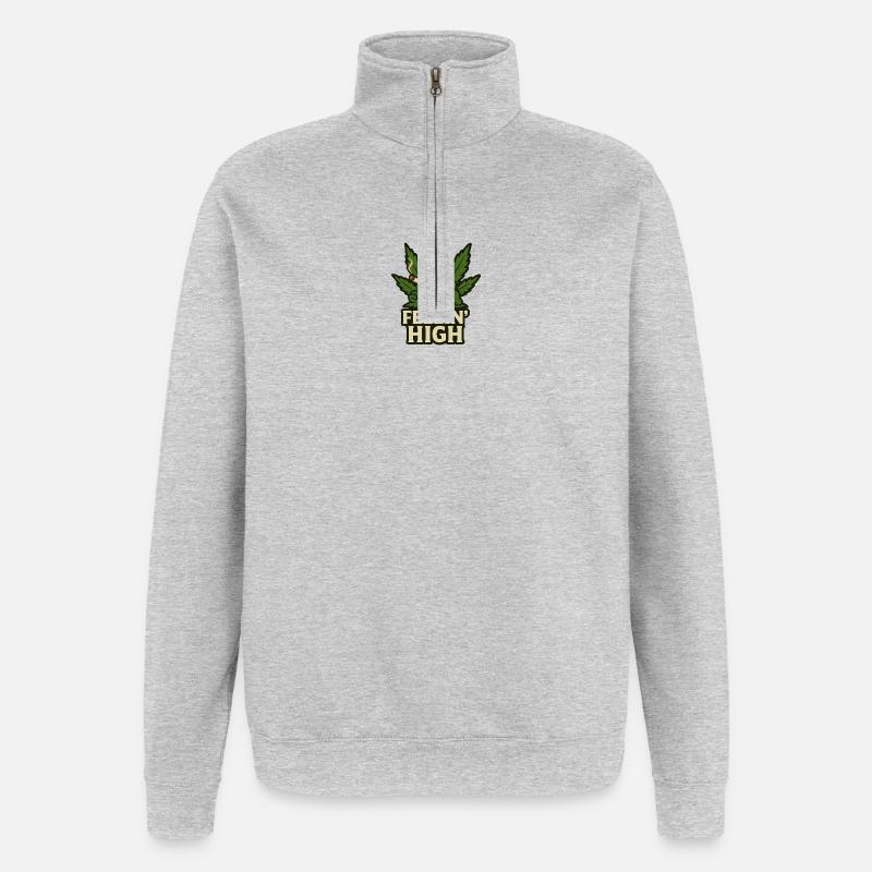 Fühlen Hoher Blatt - Quarter-Zip-Sweatshirt - Grau meliert