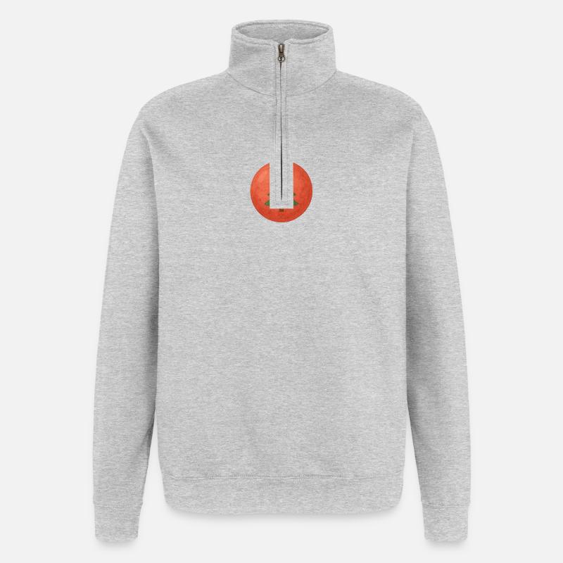 Weihnachtskugel mit Tannenbaum - Quarter-Zip-Sweatshirt - Grau meliert