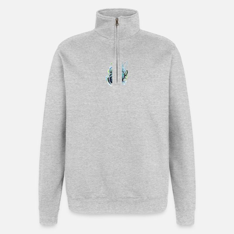 Caméra en éclats urbains - Sweat à zip 1/4 - gris chiné
