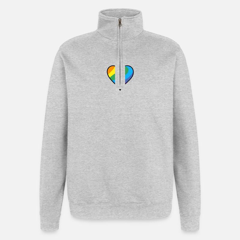 Regenbogenherz Pride Print - Quarter-Zip-Sweatshirt - Grau meliert