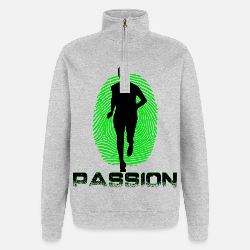 Coureur - Sweat à zip 1/4 - gris chiné