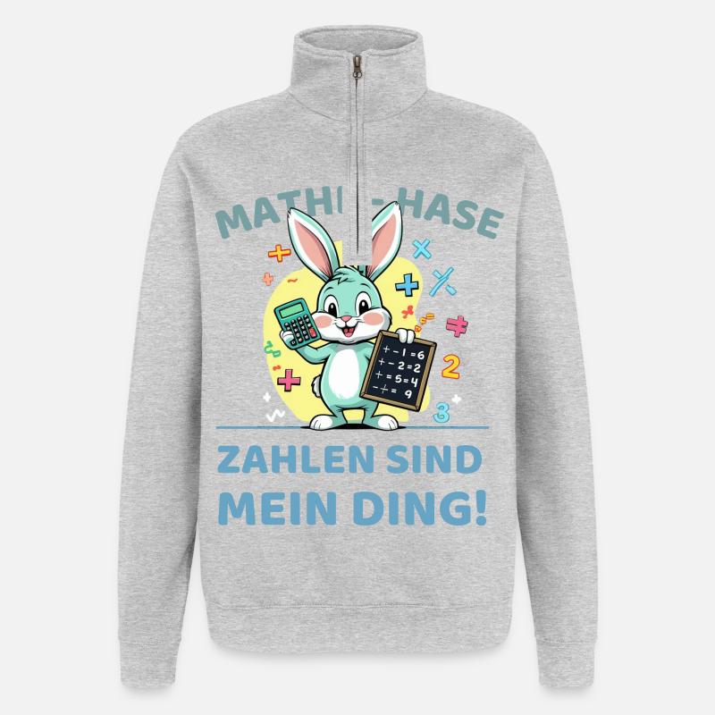 Math bunny with calculation task - Quarter-Zip Sweatshirt - heather grey