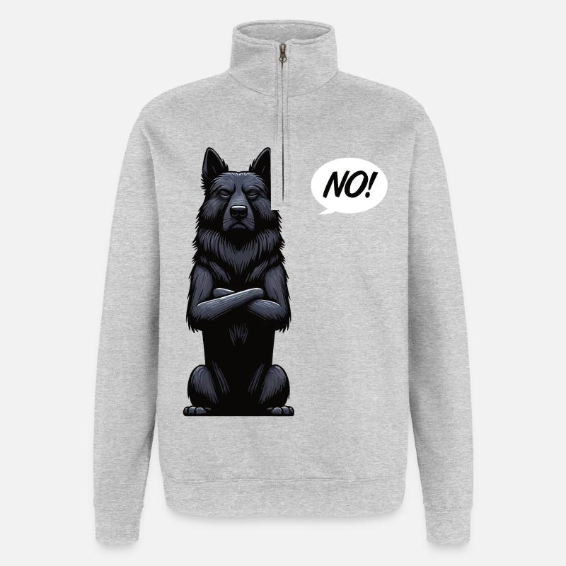 Pas de propriétaire de berger noir - Sweat à zip 1/4 - gris chiné