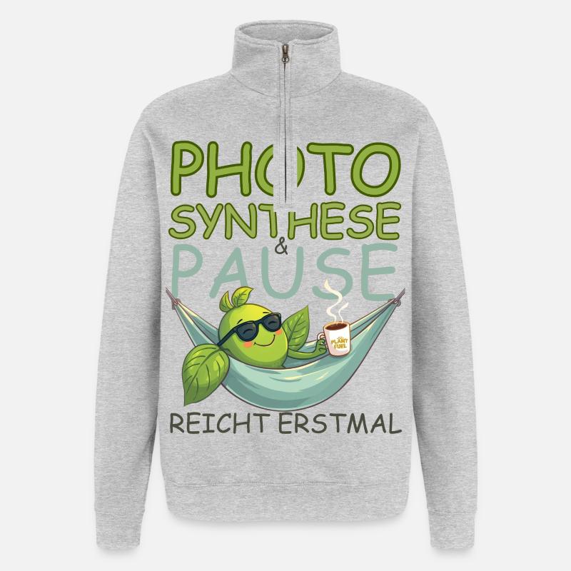 Pause, café, soleil, ça suffit ! - Sweat à zip 1/4 - gris chiné