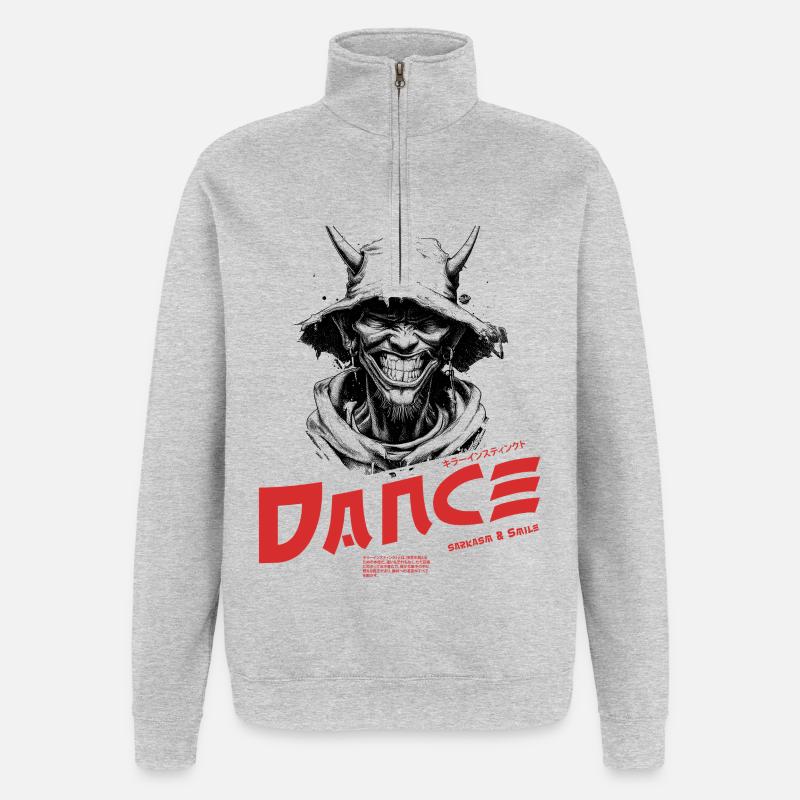 Rotes Dance Logo Energie - Quarter-Zip-Sweatshirt - Grau meliert