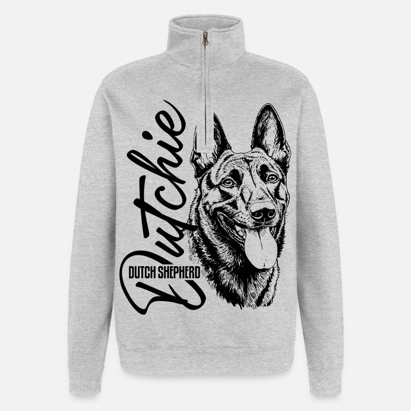 Dutchie - Holländischer Schäferhund - Quarter-Zip-Sweatshirt - Grau meliert