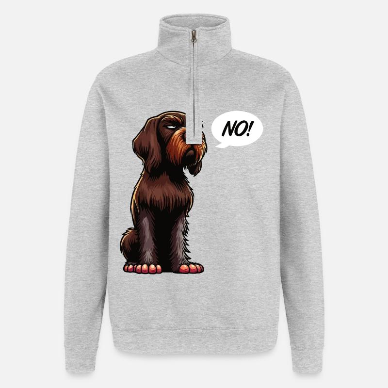 No Deutsch Drahthaar Deutsch-Drahthaar Besitzer - Quarter-Zip-Sweatshirt - Grau meliert