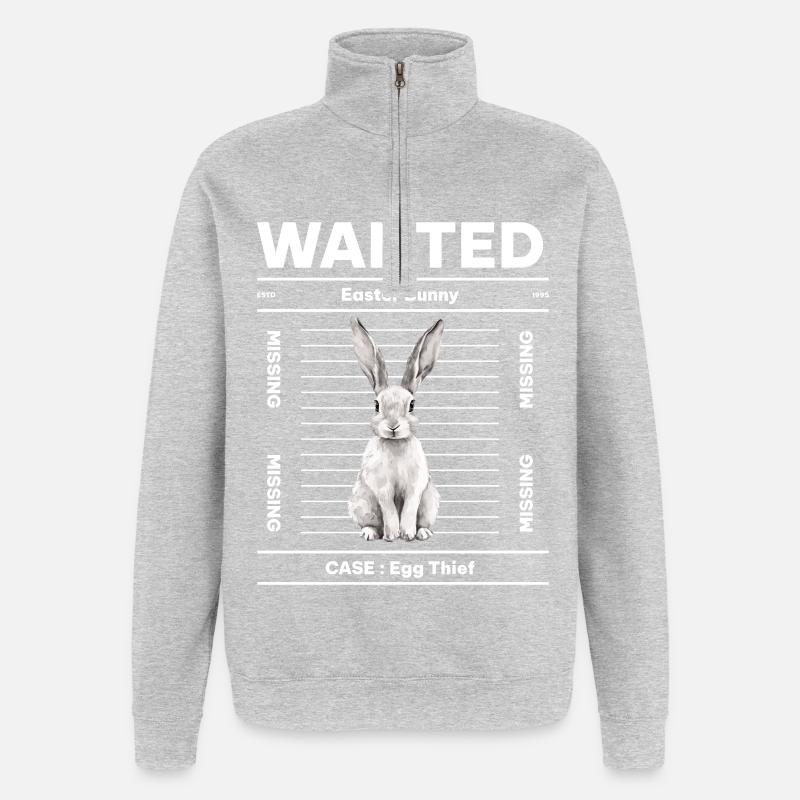 Wanted Easter Bunny - Quarter-Zip Sweatshirt - heather grey