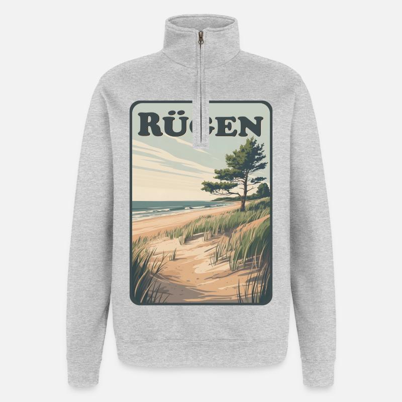 Rügen - Quarter-Zip-Sweatshirt - Grau meliert
