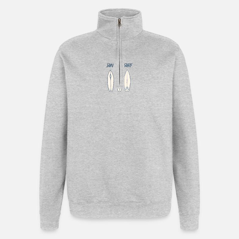 Conception vintage de planche de surf Sun and Surf - Sweat à zip 1/4 - gris chiné
