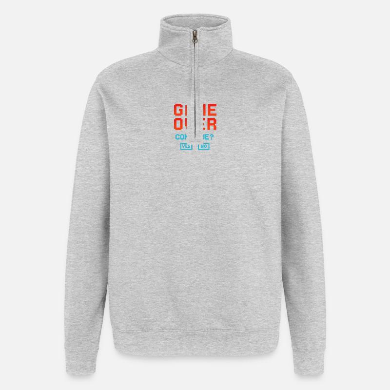 Game Over, Continue? - Quarter-Zip Sweatshirt - heather grey