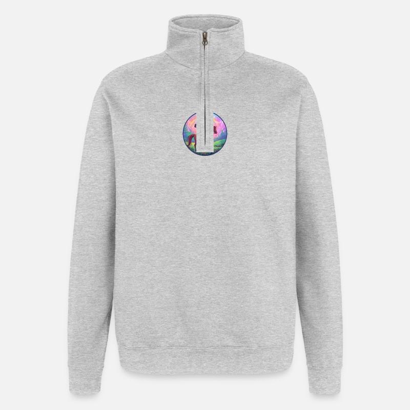 Fée imaginative sur cheval - Sweat à zip 1/4 - gris chiné