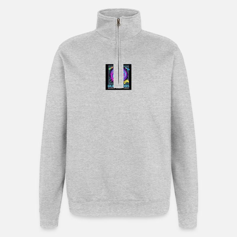Galactic Coders Neon Pixel - Quarter-Zip Sweatshirt - heather grey