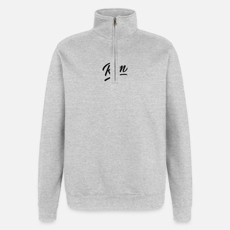 Rom Script Lettering Subline - Quarter-Zip Sweatshirt - heather grey