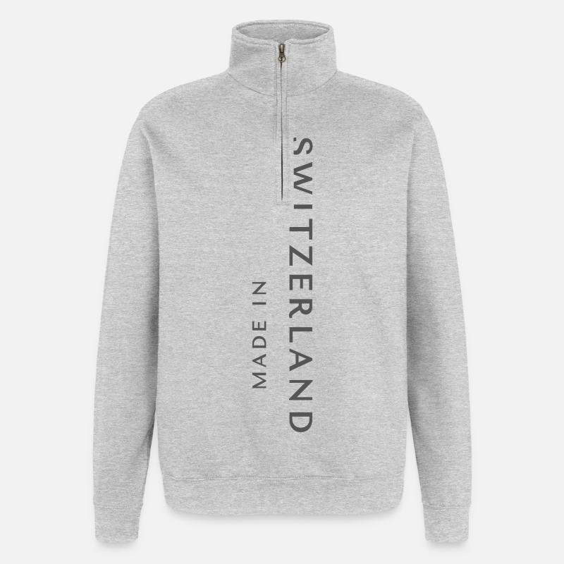 Made in Switzerland, Schweizer Stolz - Quarter-Zip-Sweatshirt - Grau meliert