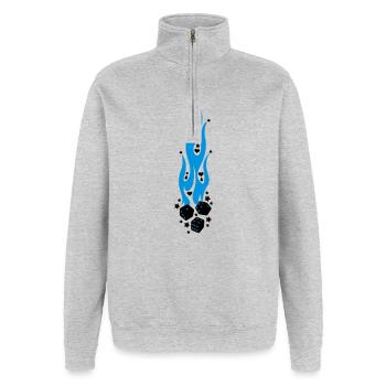flammen - Quarter-Zip-Sweatshirt - Grau meliert - Vorne - AI Model Female 172 light (172cm) & AI Model Male 178 dark (178cm)