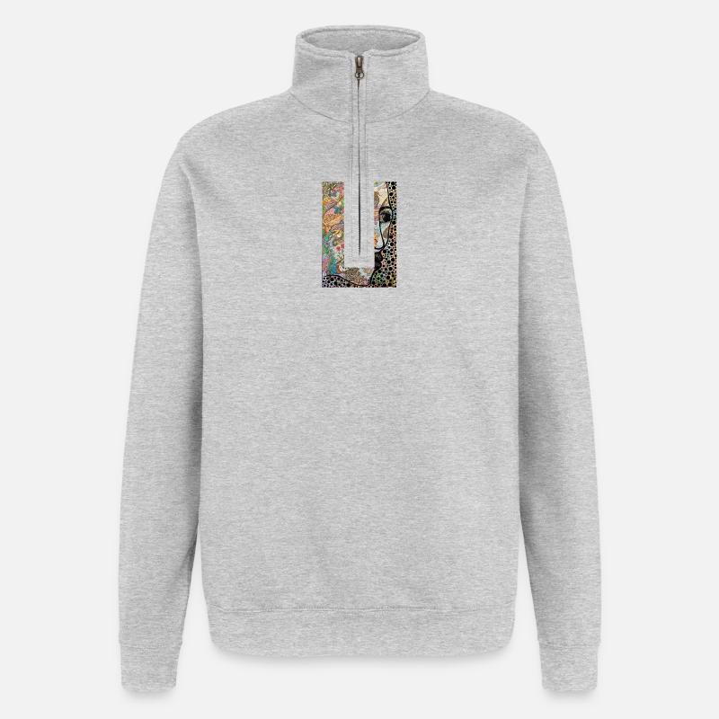 Abstract face in profile - Quarter-Zip Sweatshirt - heather grey