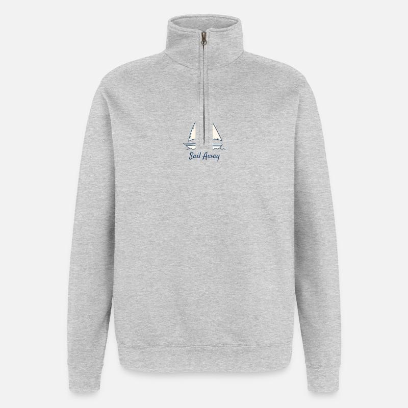 Voilier Ocean Conception minimale - Sweat à zip 1/4 - gris chiné