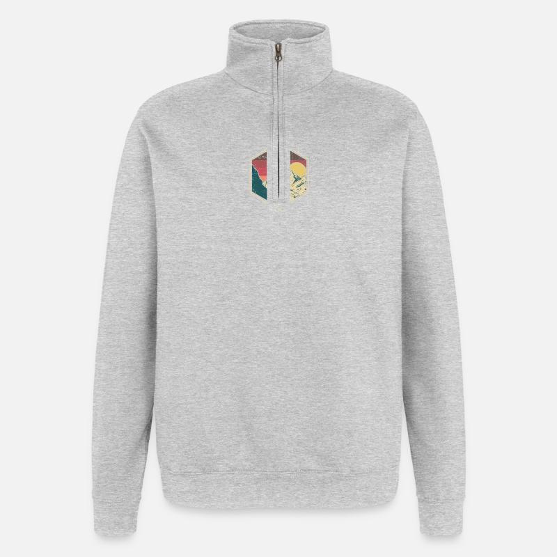 Sunset Summit Climber Hex Badge - Quarter-Zip Sweatshirt - heather grey
