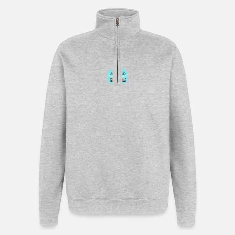 Nope design - Sweat à zip 1/4 - gris chiné