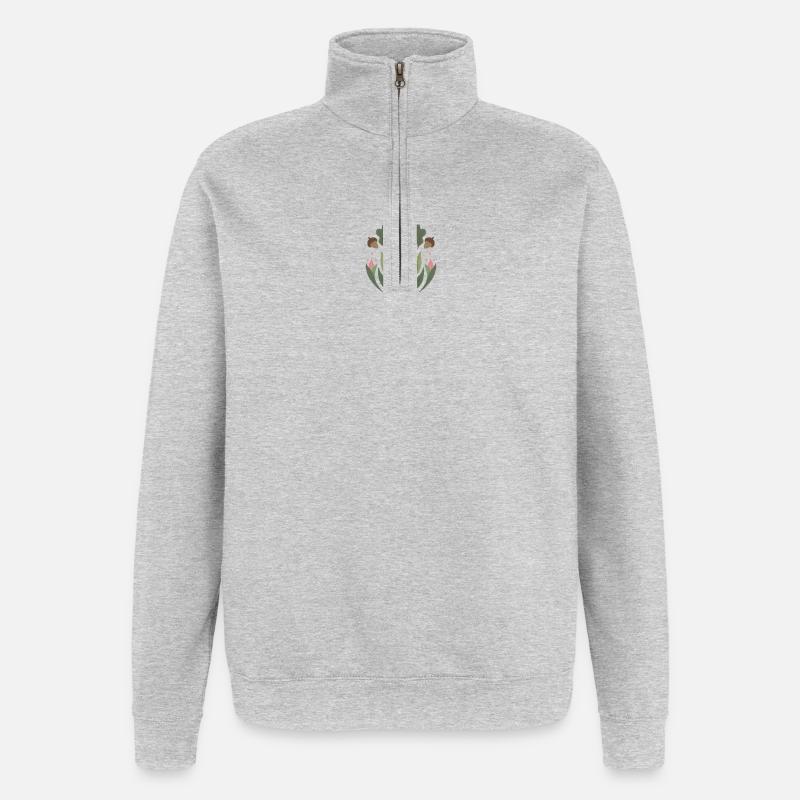 Fleur de forêt - Sweat à zip 1/4 - gris chiné