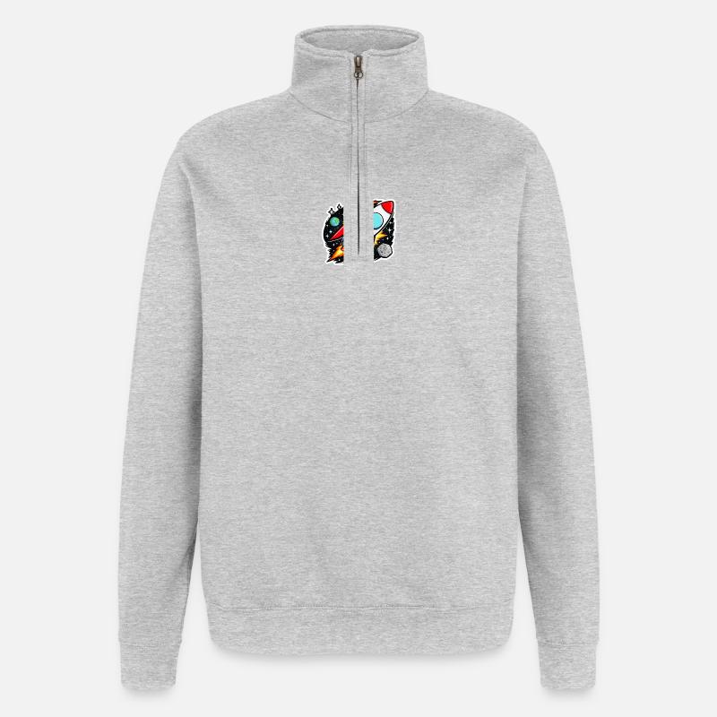 Fusée - Sweat à zip 1/4 - gris chiné