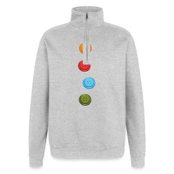 Colorful buttons tailor fashion costume - Quarter-Zip Sweatshirt - heather grey - Front - AI Model Female 172 light (172cm) & AI Model Male 178 dark (178cm)