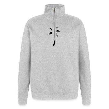 Tropische Palmen-Silhouette Geschenk Sommer - Quarter-Zip-Sweatshirt - Grau meliert - Vorne - AI Model Female 172 light (172cm) & AI Model Male 178 dark (178cm)