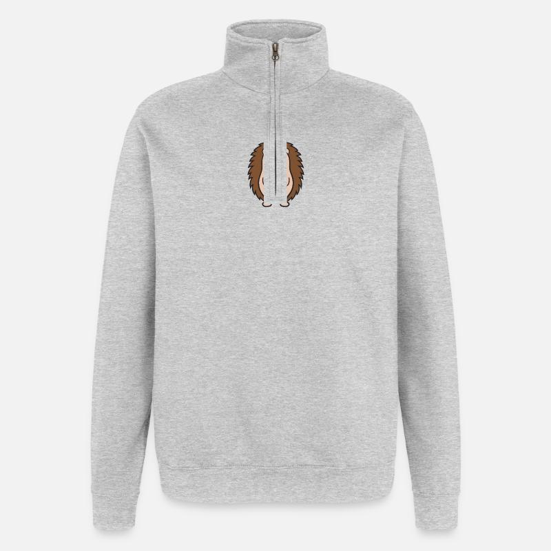 Hérisson - Sweat à zip 1/4 - gris chiné