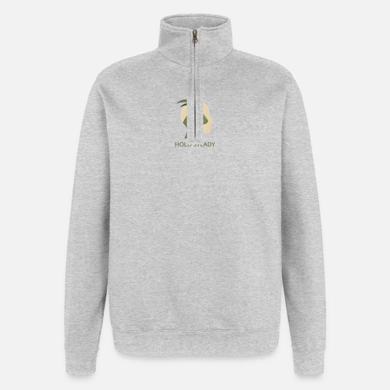 Tenir bon - Sweat à zip 1/4 - gris chiné