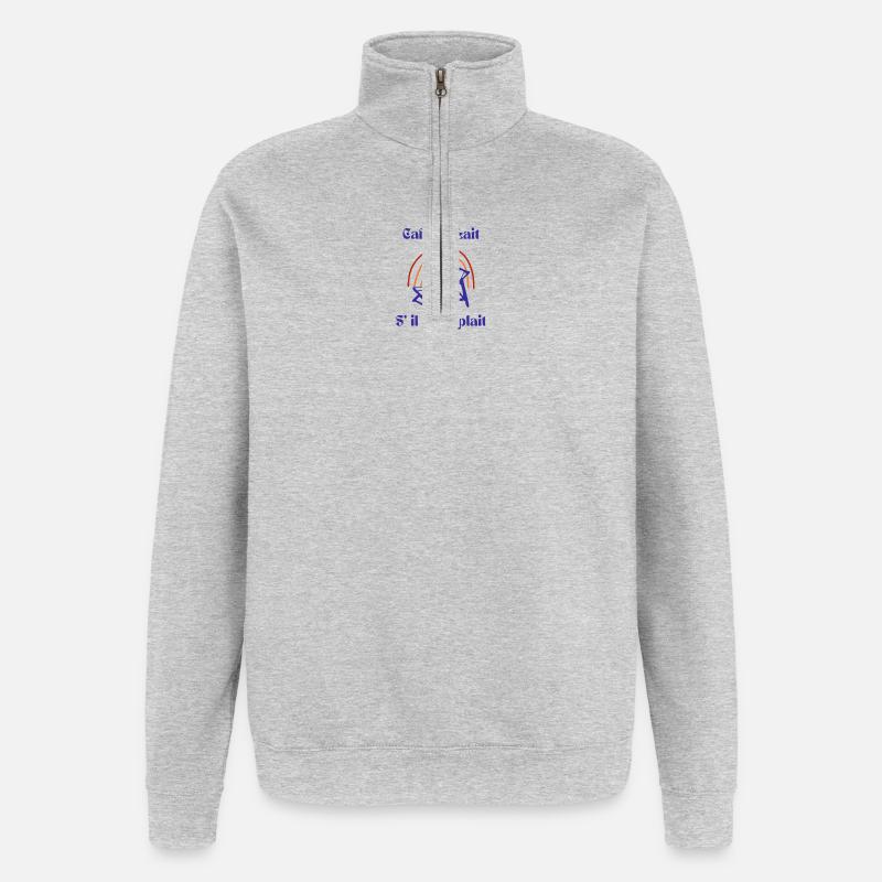 Kaffee bitte - Quarter-Zip-Sweatshirt - Grau meliert