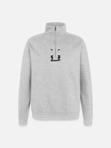 Bad Sheep Schild Motiv - Quarter-Zip-Sweatshirt - Grau meliert