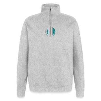 Bulle zen - Sweat à zip 1/4 - gris chiné - Devant - AI Model Female 172 light (172cm) & AI Model Male 178 dark (178cm)