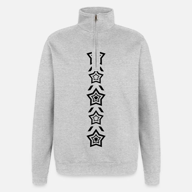 Rangée d’étoiles - Sweat à zip 1/4 - gris chiné