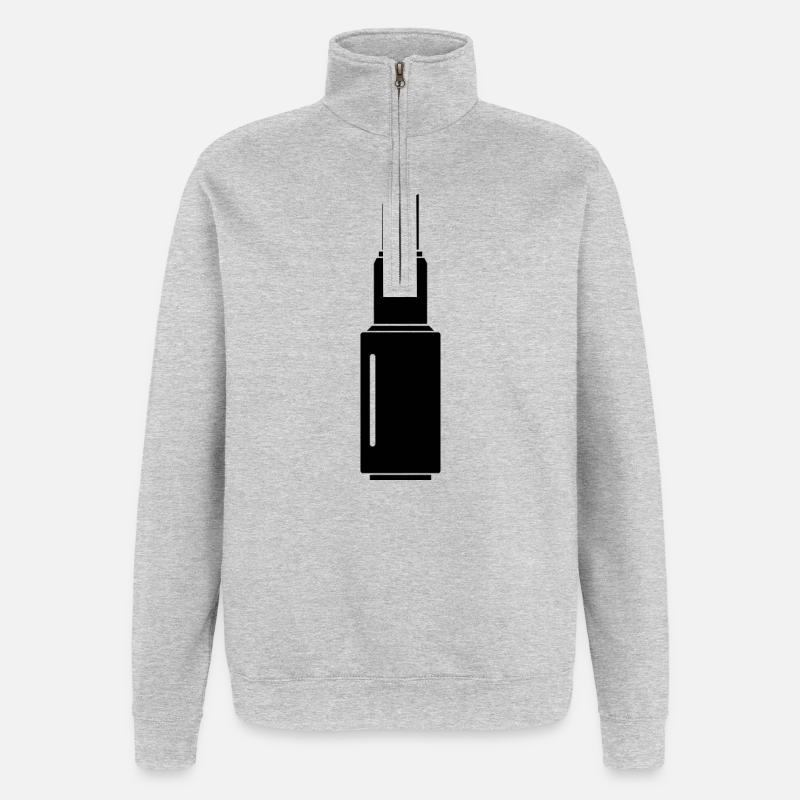 Rouge à lèvres - Sweat à zip 1/4 - gris chiné