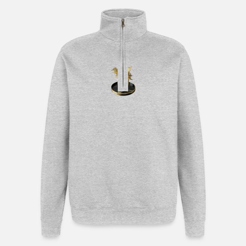 Fougère dorée de l’art moderne - Sweat à zip 1/4 - gris chiné