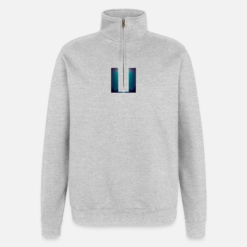 Ätherisches Frontlicht - Quarter-Zip-Sweatshirt - Grau meliert